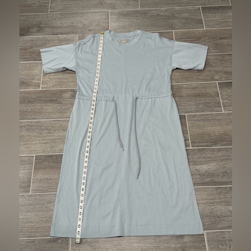 NWOT! Everlane The Luxe Cotton Tie-Front Tee Dress in Sky Slate Blue. Size Small - Picture 9 of 13